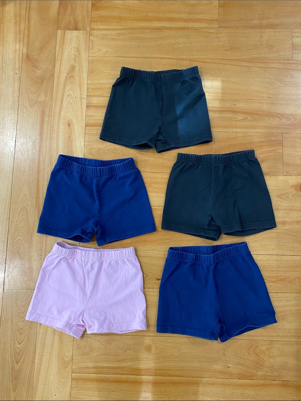 Hanna Andersson 5-Pack Lot of Cotton Stretch Shorts - Black, Navy, Light Pink